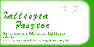 kalliszta pasztor business card